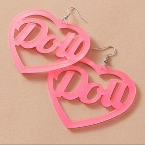 Dolls Kill Pink Heart Earrings